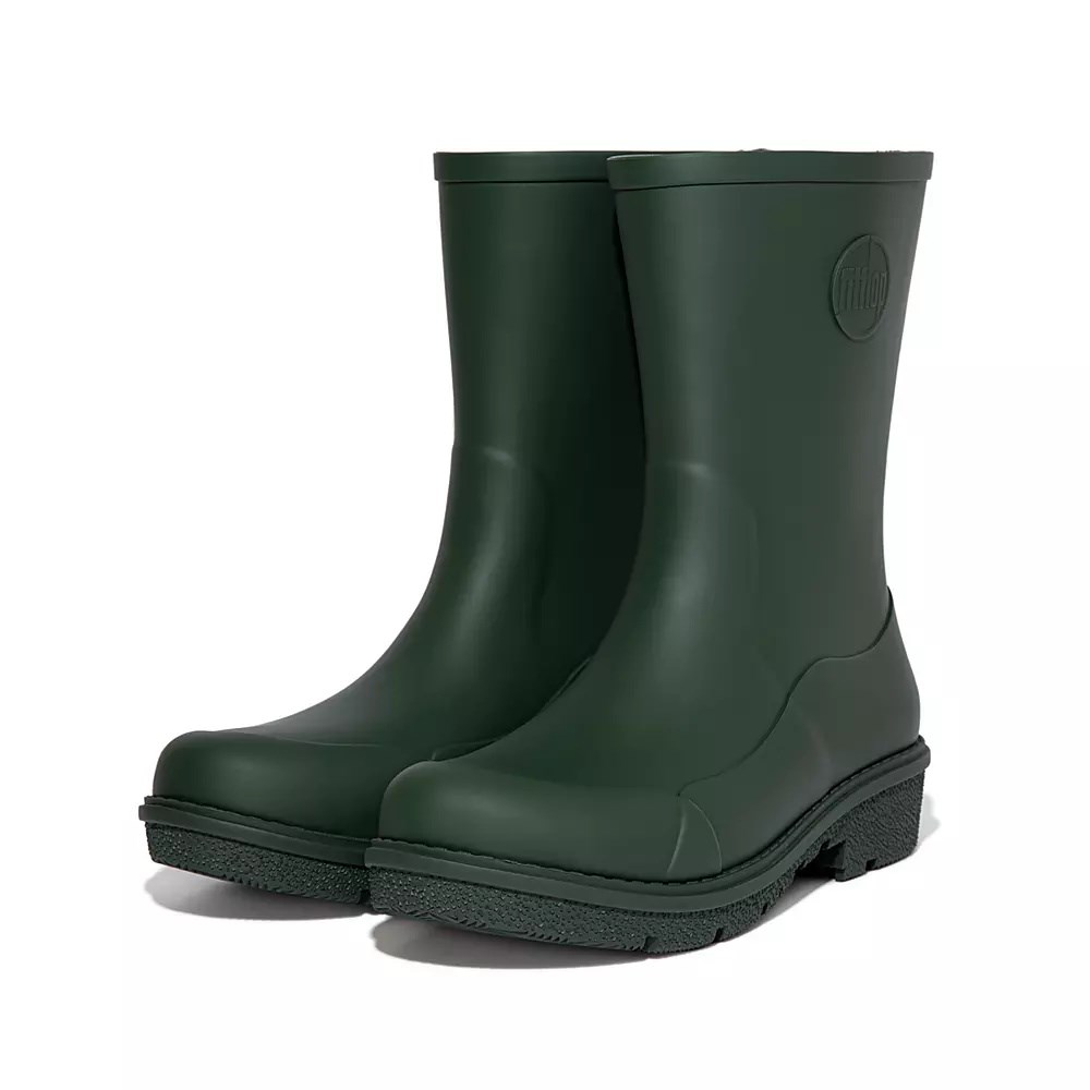 Dark Green Women's Fitflop WONDERWELLY Short Rain Boots | NZ.21SOK