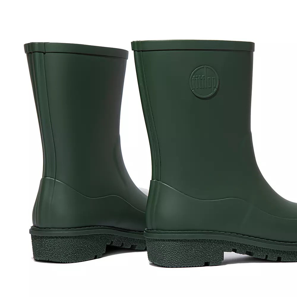 Dark Green Women's Fitflop WONDERWELLY Short Rain Boots | NZ.21SOK