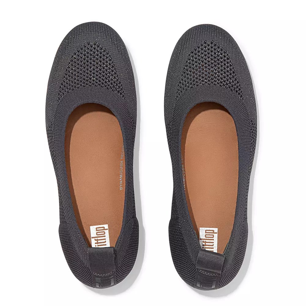 Dark Grey Women's Fitflop ALLEGRO Airyknit Ballet Flats | NZ.50VCI