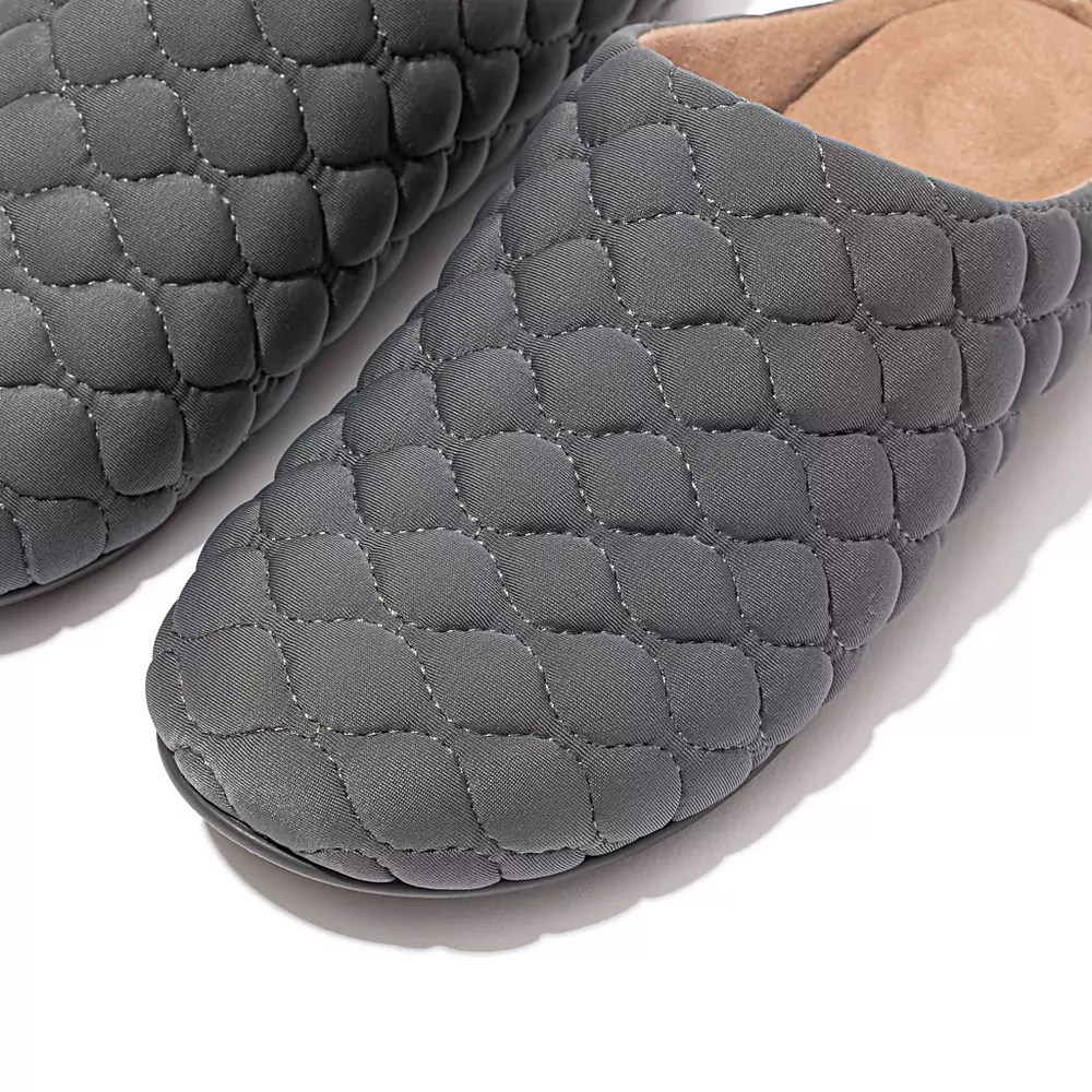 Dark Grey Women's Fitflop CHRISSIE Quilted Slippers | NZ.73JTO