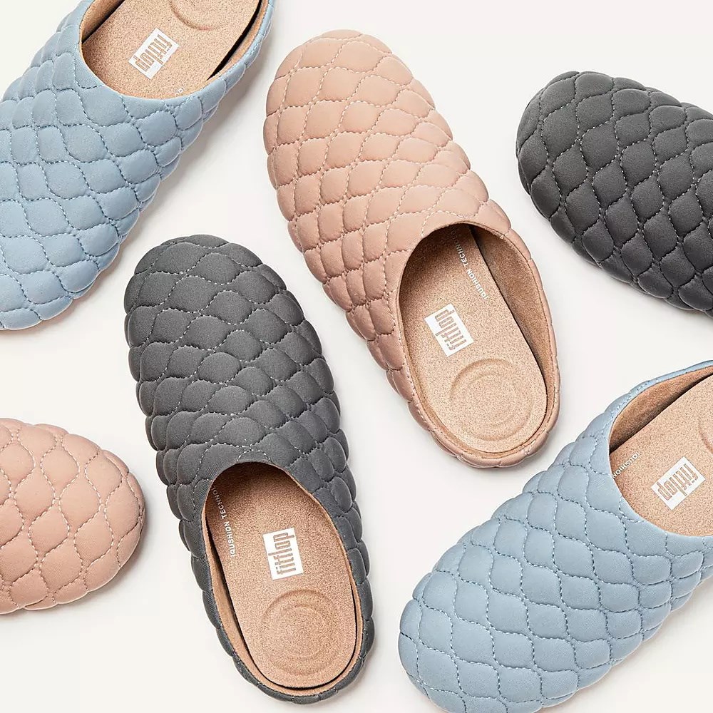 Dark Grey Women's Fitflop CHRISSIE Quilted Slippers | NZ.73JTO