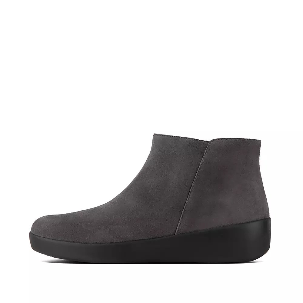 Dark Grey Women\'s Fitflop SUMI Suede Ankle Boots | NZ.90PSB