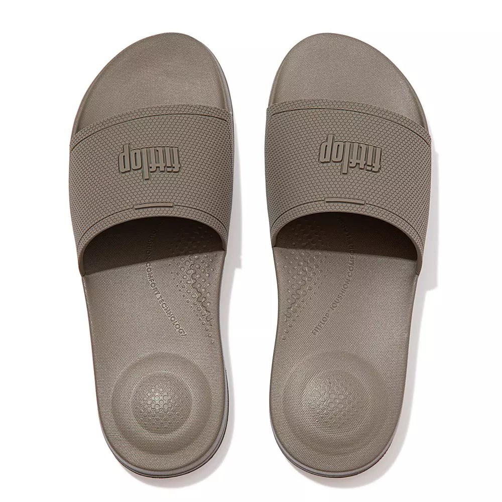 Grey Men's Fitflop IQUSHION Pool Slides | NZ.76OUY