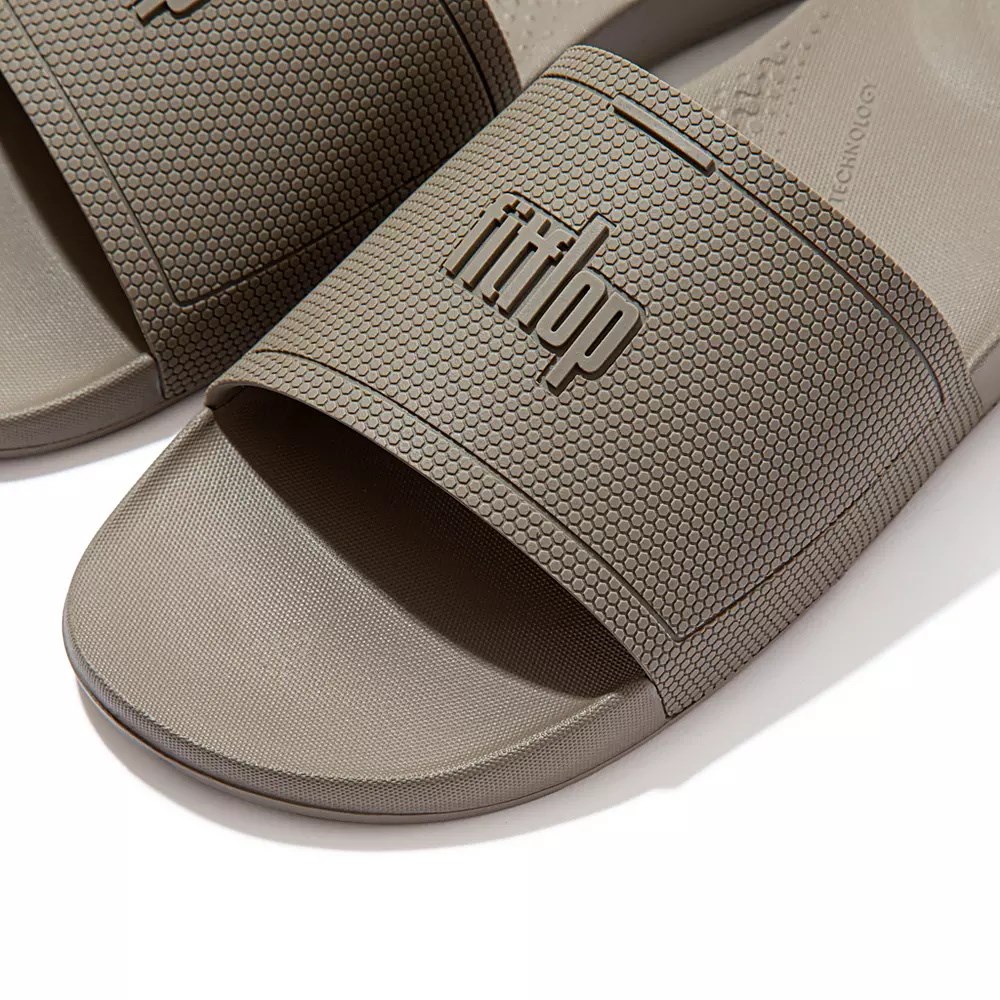 Grey Men's Fitflop IQUSHION Pool Slides | NZ.76OUY