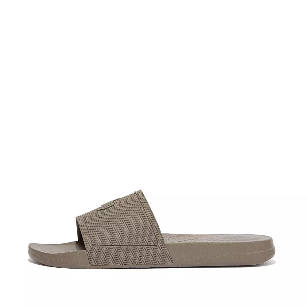 Grey Men\'s Fitflop IQUSHION Pool Slides | NZ.76OUY