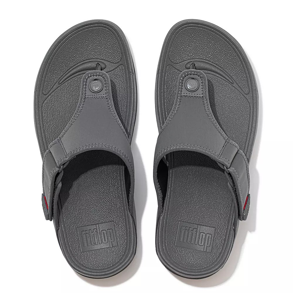 Grey Men's Fitflop TRAKK II Water-Resistant Toe-Post Sandals | NZ.27RSO