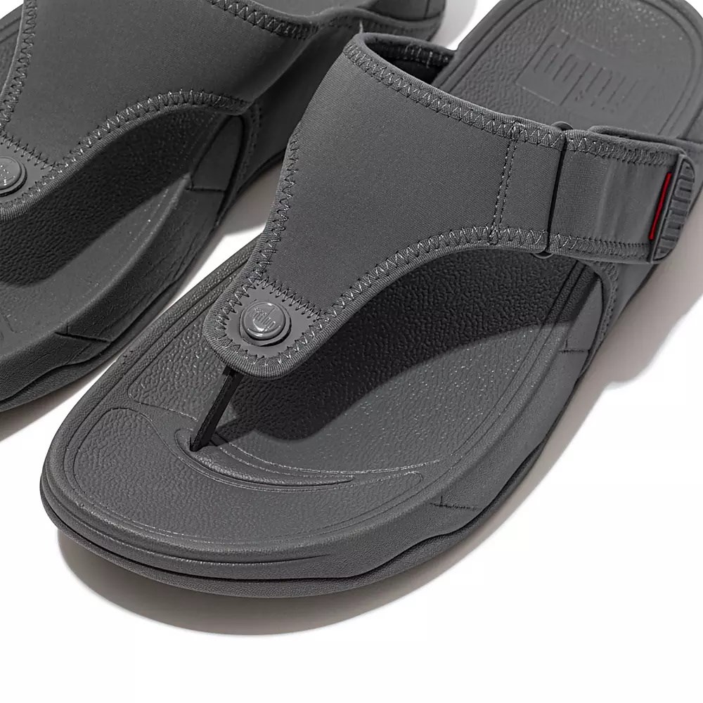 Grey Men's Fitflop TRAKK II Water-Resistant Toe-Post Sandals | NZ.27RSO