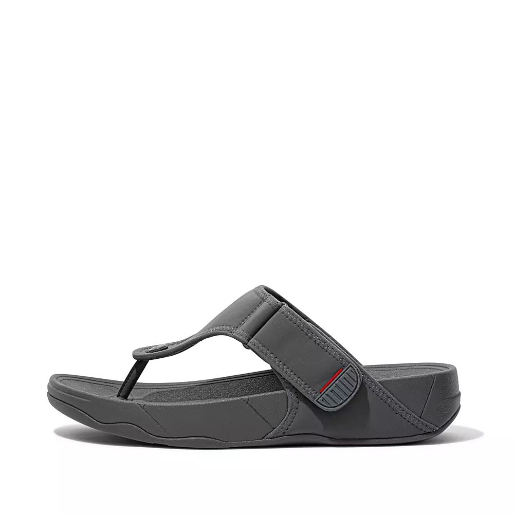 Grey Men\'s Fitflop TRAKK II Water-Resistant Toe-Post Sandals | NZ.27RSO