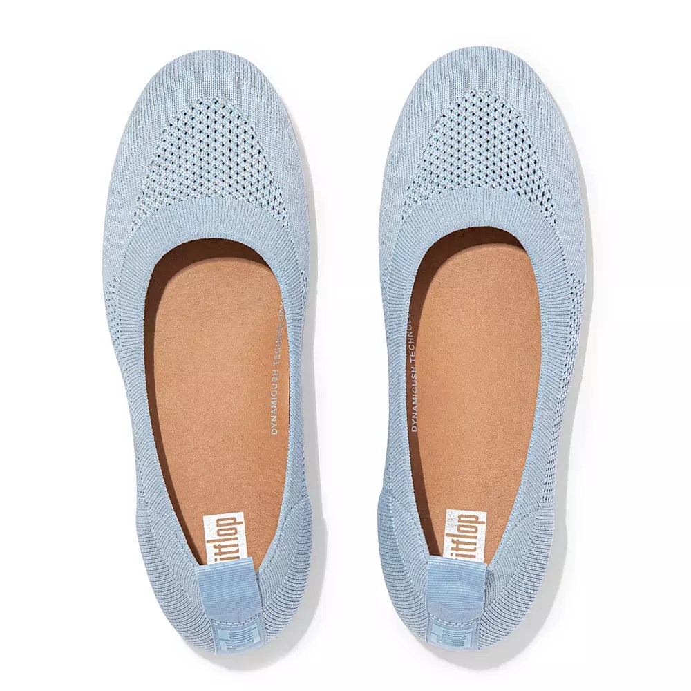 Light Blue Women's Fitflop ALLEGRO Airyknit Ballet Flats | NZ.67XDK