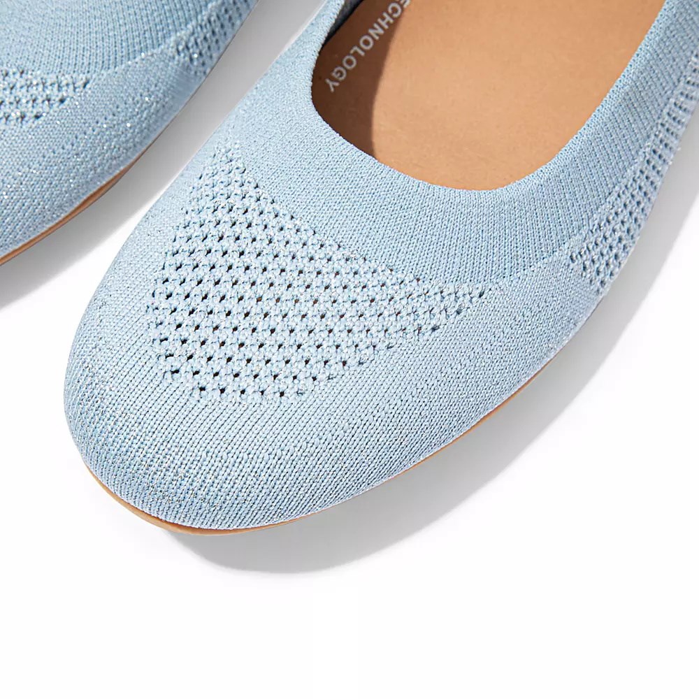 Light Blue Women's Fitflop ALLEGRO Airyknit Ballet Flats | NZ.67XDK