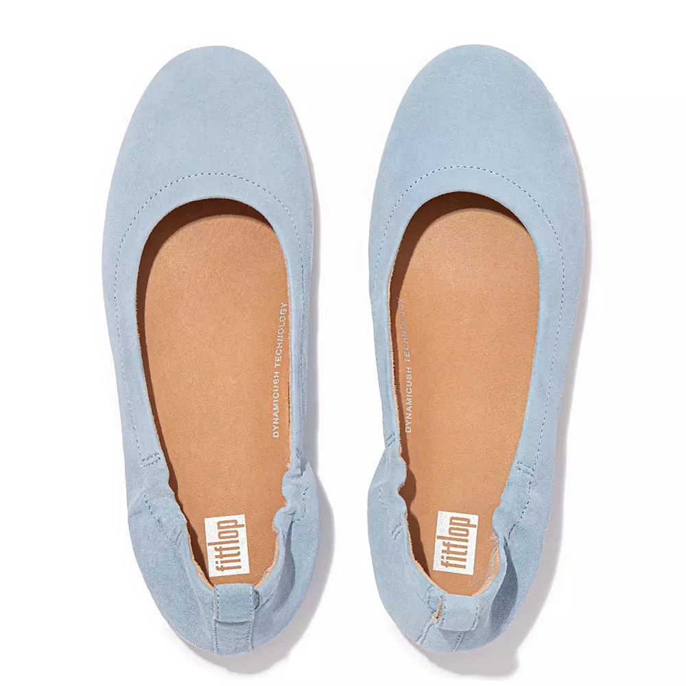 Light Blue Women's Fitflop ALLEGRO Suede Ballet Flats | NZ.53RNH