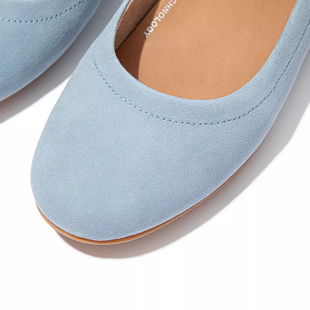 Light Blue Women's Fitflop ALLEGRO Suede Ballet Flats | NZ.53RNH