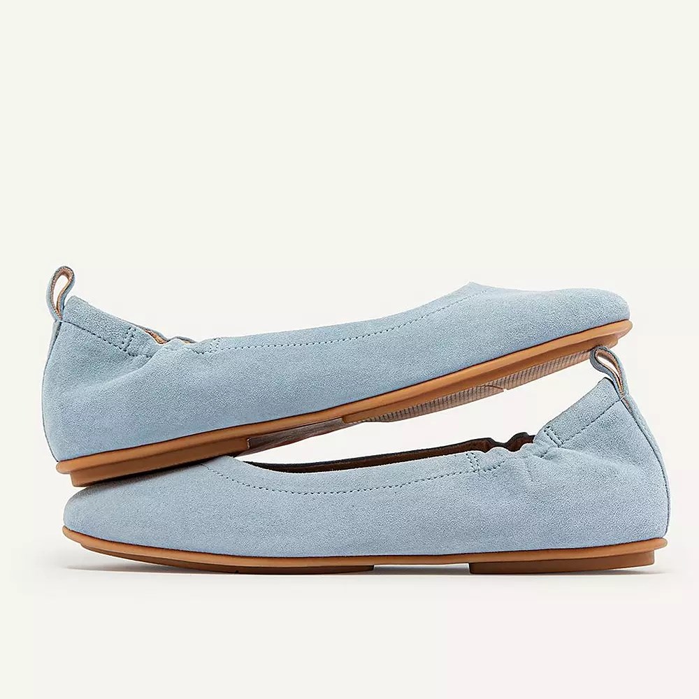 Light Blue Women's Fitflop ALLEGRO Suede Ballet Flats | NZ.53RNH