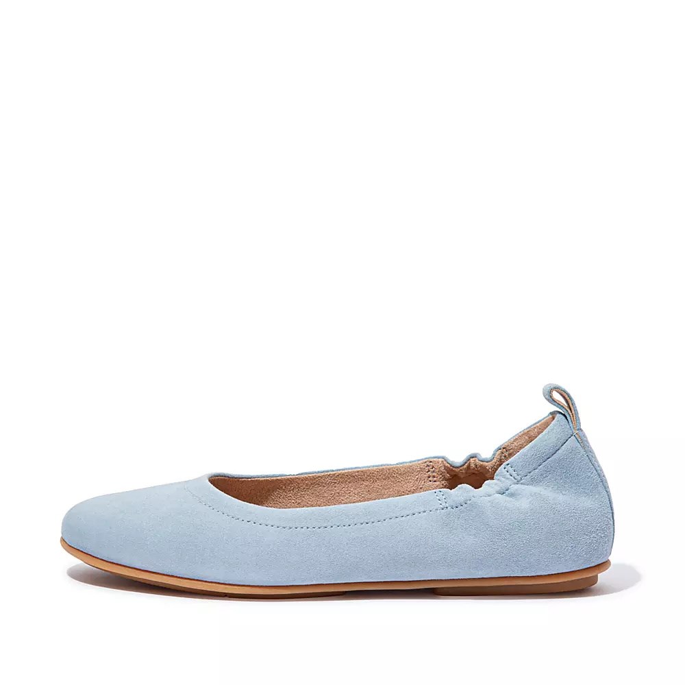 Light Blue Women\'s Fitflop ALLEGRO Suede Ballet Flats | NZ.53RNH