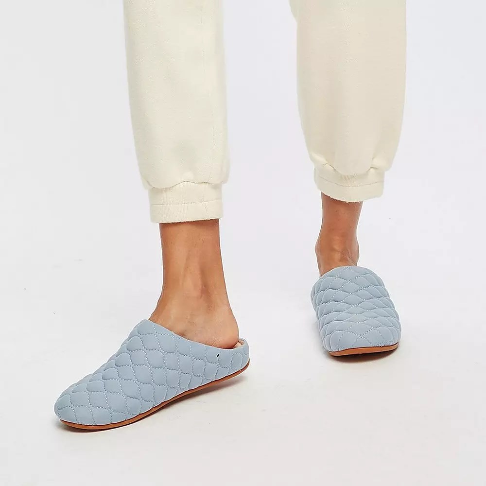 Light Blue Women's Fitflop CHRISSIE Quilted Slippers | NZ.82XLI