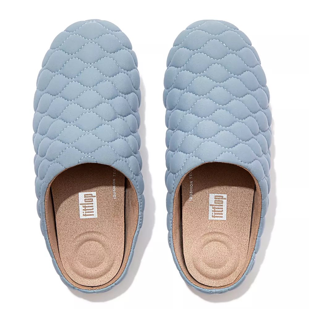 Light Blue Women's Fitflop CHRISSIE Quilted Slippers | NZ.82XLI