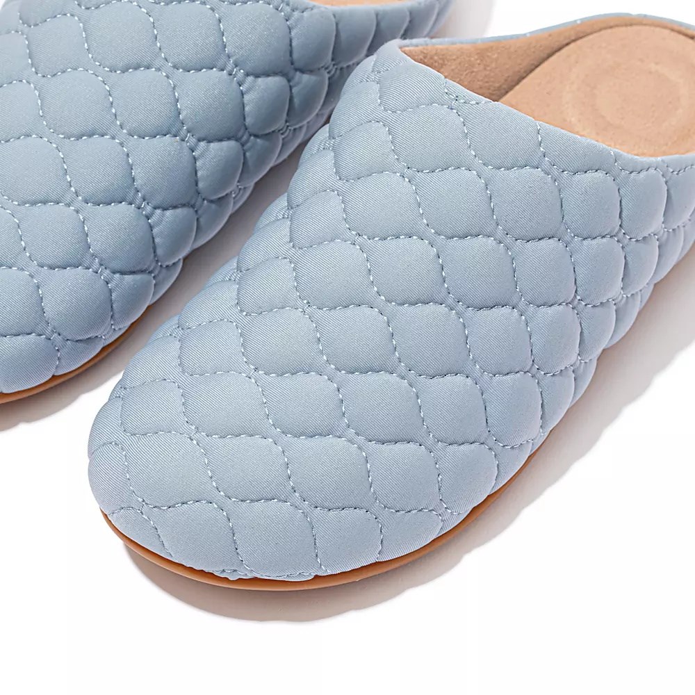 Light Blue Women's Fitflop CHRISSIE Quilted Slippers | NZ.82XLI