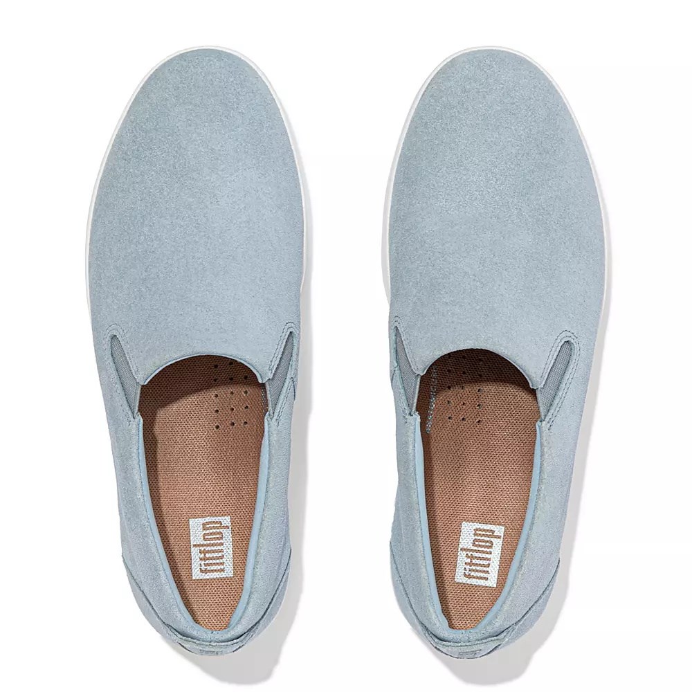 Light Blue Women's Fitflop RALLY Suede Slip On Sneakers | NZ.09VGO