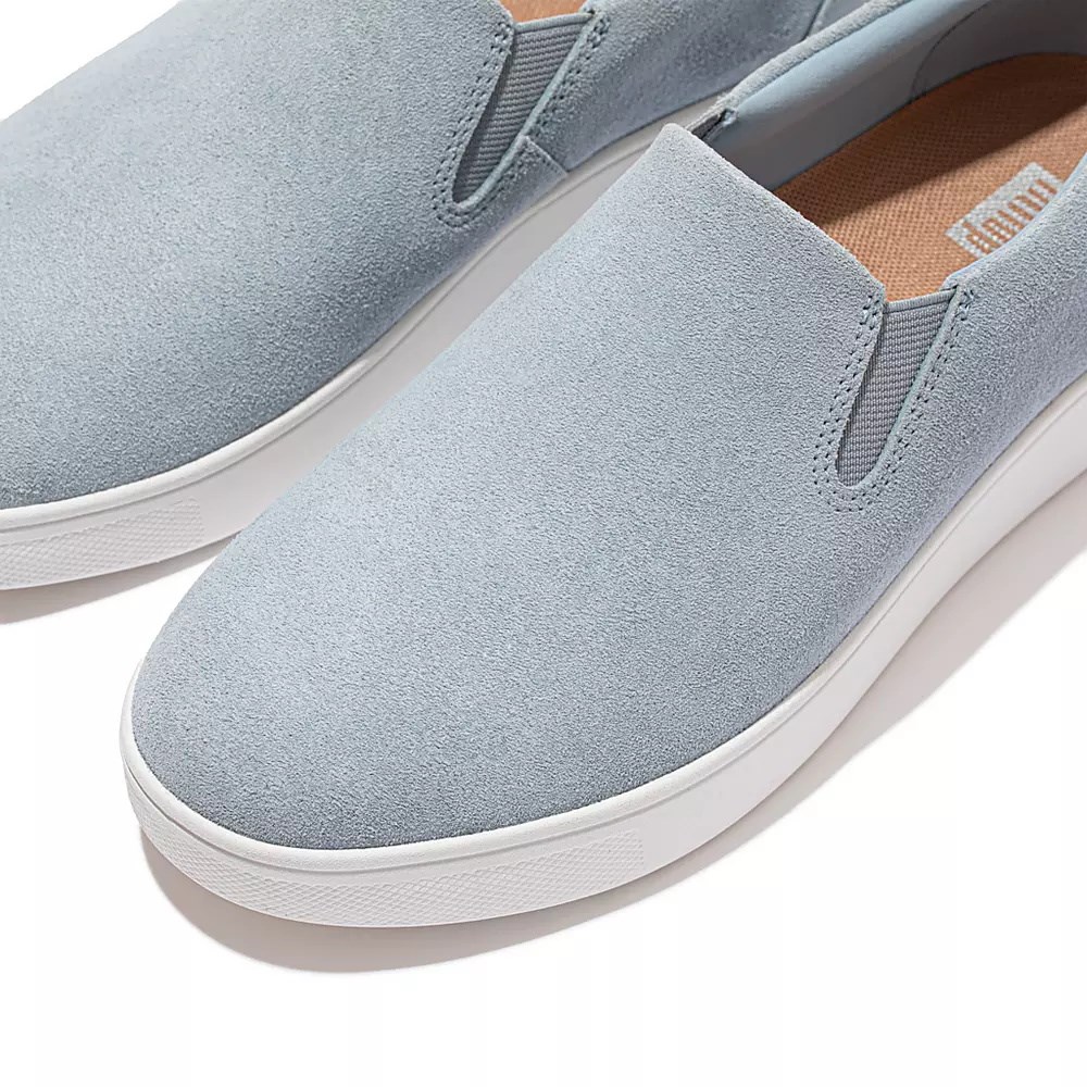 Light Blue Women's Fitflop RALLY Suede Slip On Sneakers | NZ.09VGO