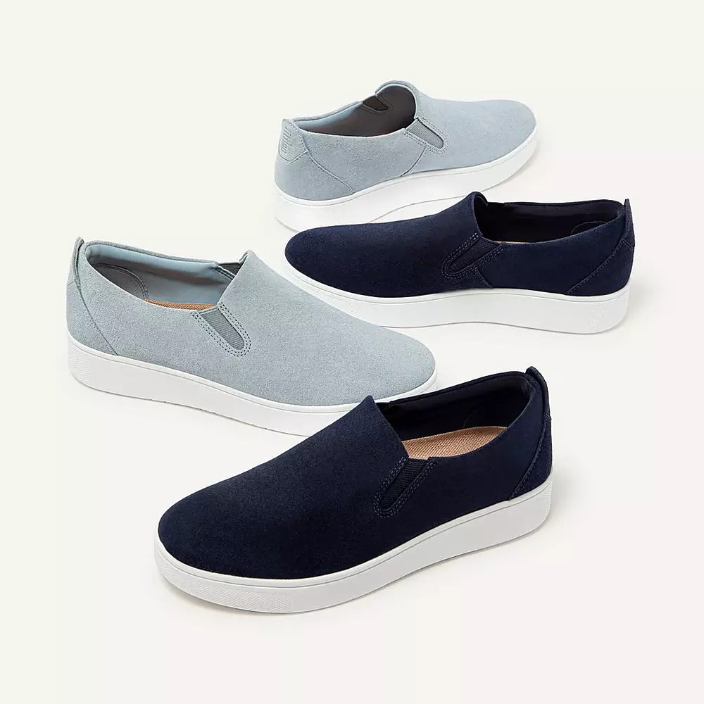 Light Blue Women's Fitflop RALLY Suede Slip On Sneakers | NZ.09VGO