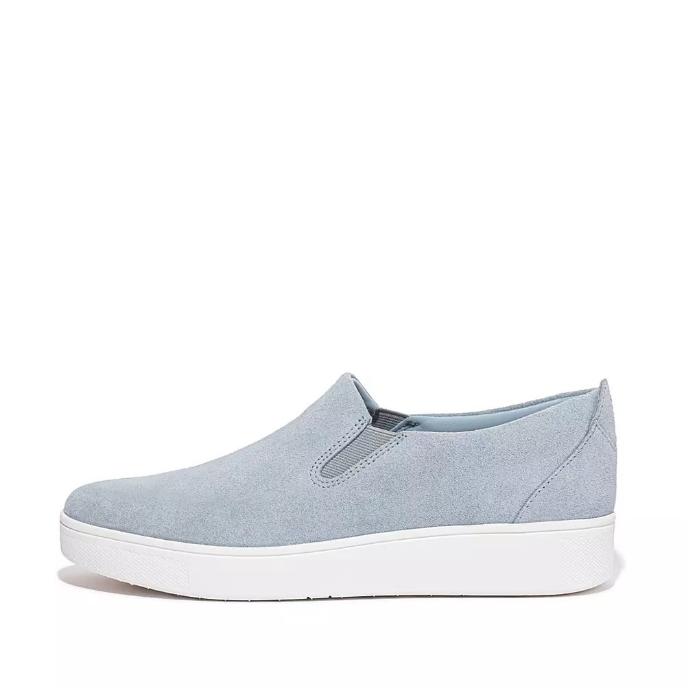 Light Blue Women\'s Fitflop RALLY Suede Slip On Sneakers | NZ.09VGO