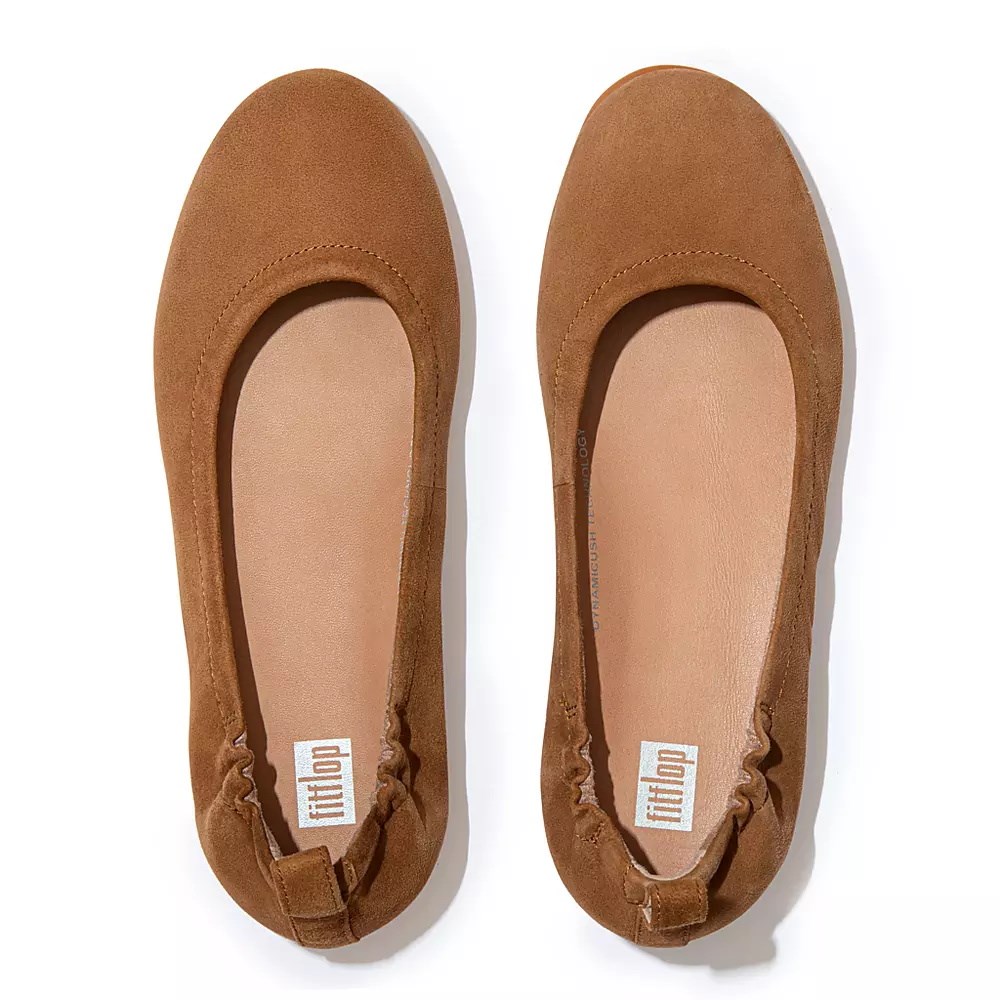 Light Brown Women's Fitflop ALLEGRO Suede Ballet Flats | NZ.15PSL