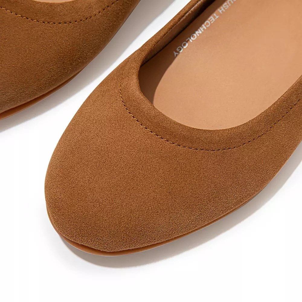 Light Brown Women's Fitflop ALLEGRO Suede Ballet Flats | NZ.15PSL