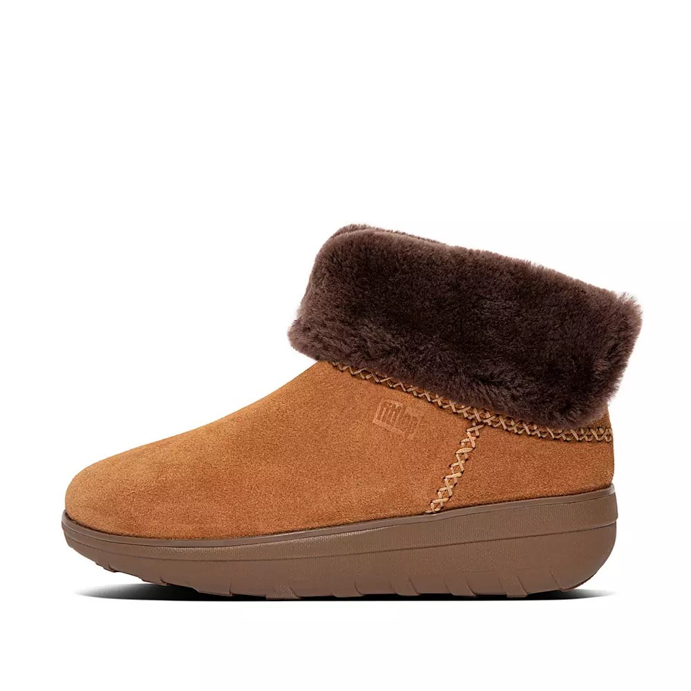 Light Brown Women\'s Fitflop MUKLUK SHORTY Shearling-Lined Suede Ankle Boots | NZ.93HSY