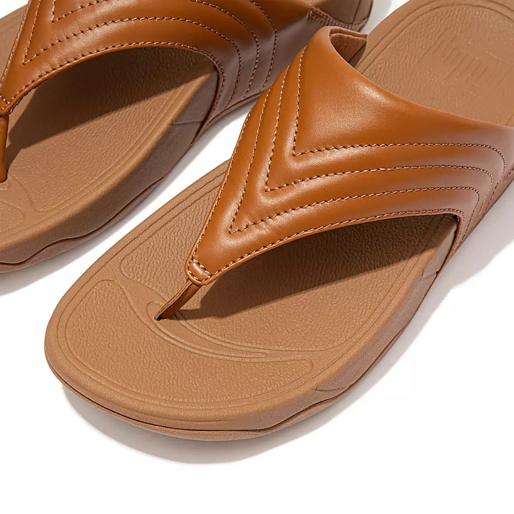 Light Brown Women's Fitflop WALKSTAR Leather Toe-Post Sandals | NZ.32AOC