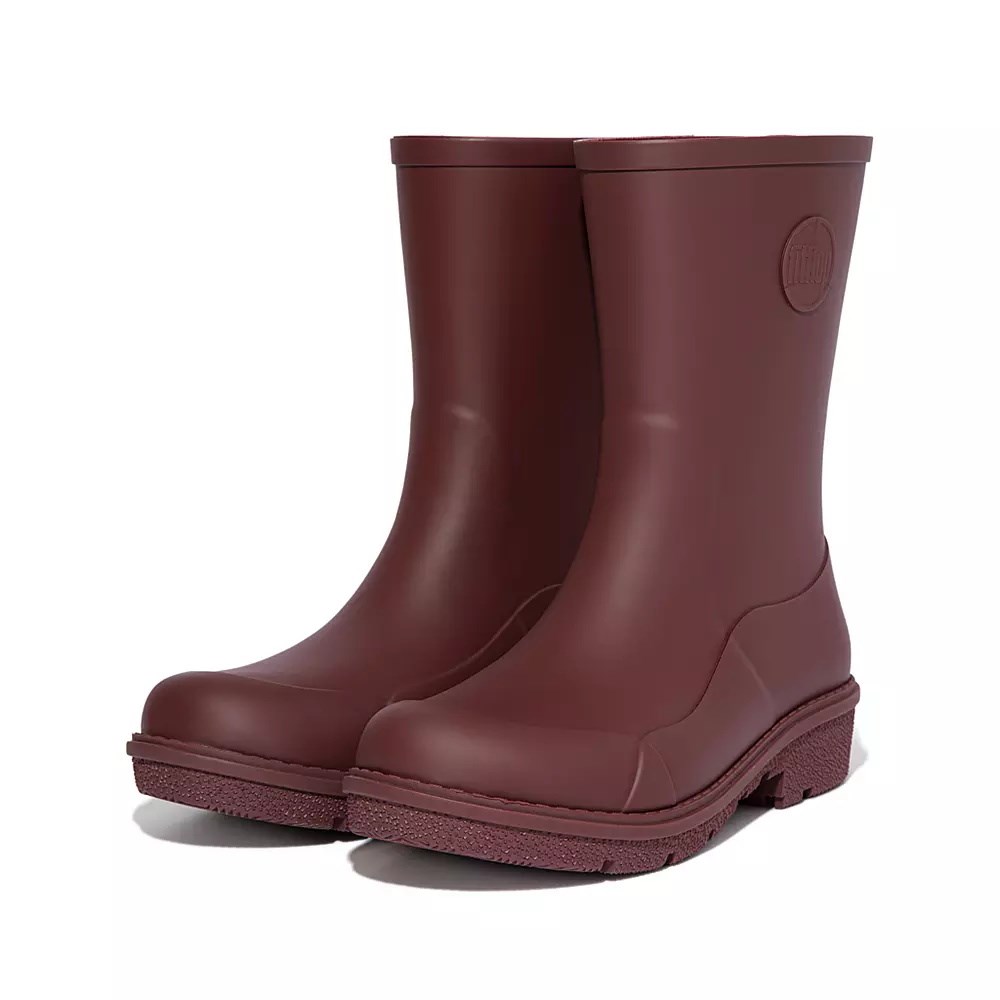 Maroon Women's Fitflop WONDERWELLY Short Rain Boots | NZ.67PZK