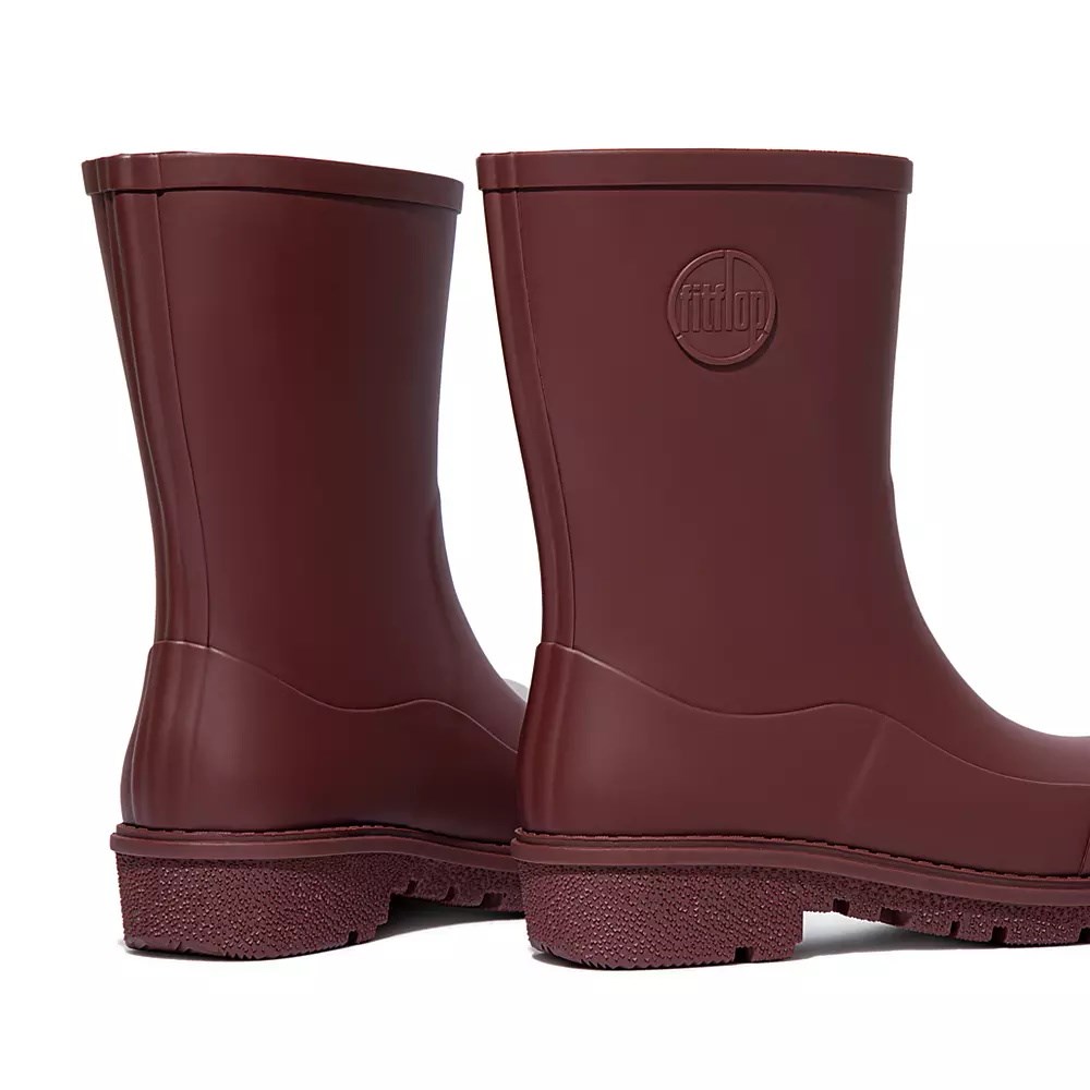 Maroon Women's Fitflop WONDERWELLY Short Rain Boots | NZ.67PZK