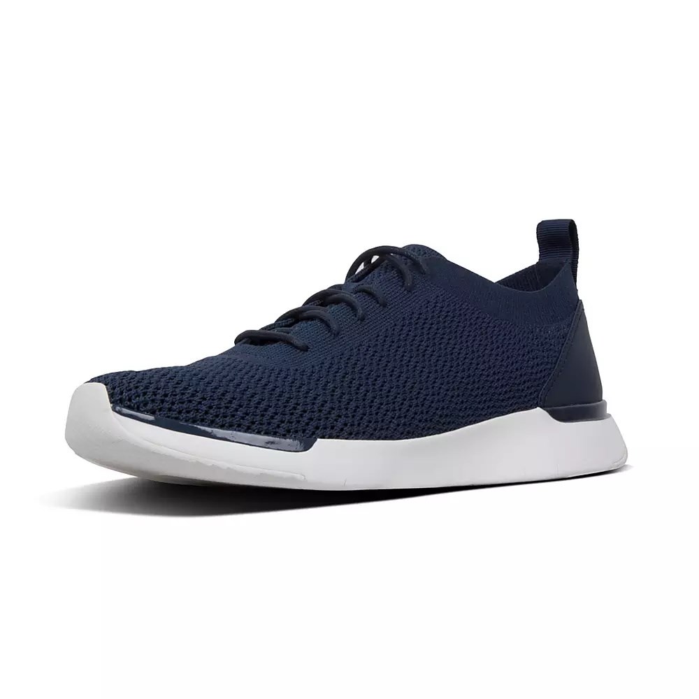 Navy Men's Fitflop FLEXKNIT Sneakers | NZ.15JFZ