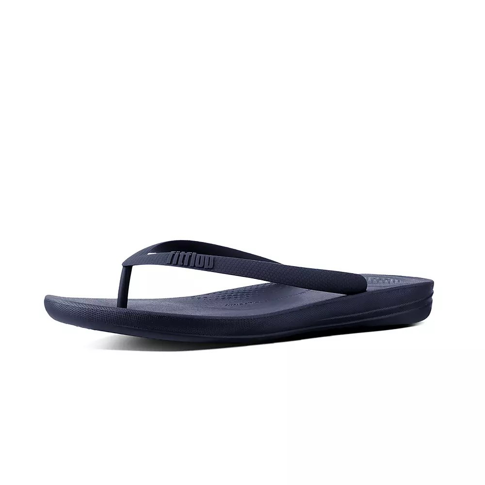 Navy Men's Fitflop IQUSHION Ergonomic Flip Flops | NZ.90QLF