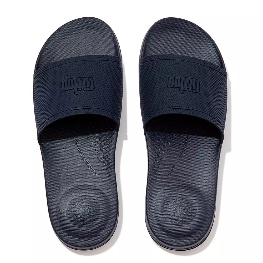 Navy Men's Fitflop IQUSHION Pool Slides | NZ.31ONV