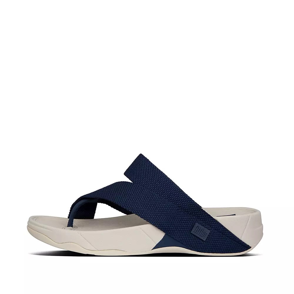 Navy Men\'s Fitflop SLING Weave Toe-Post Sandals | NZ.56UMJ