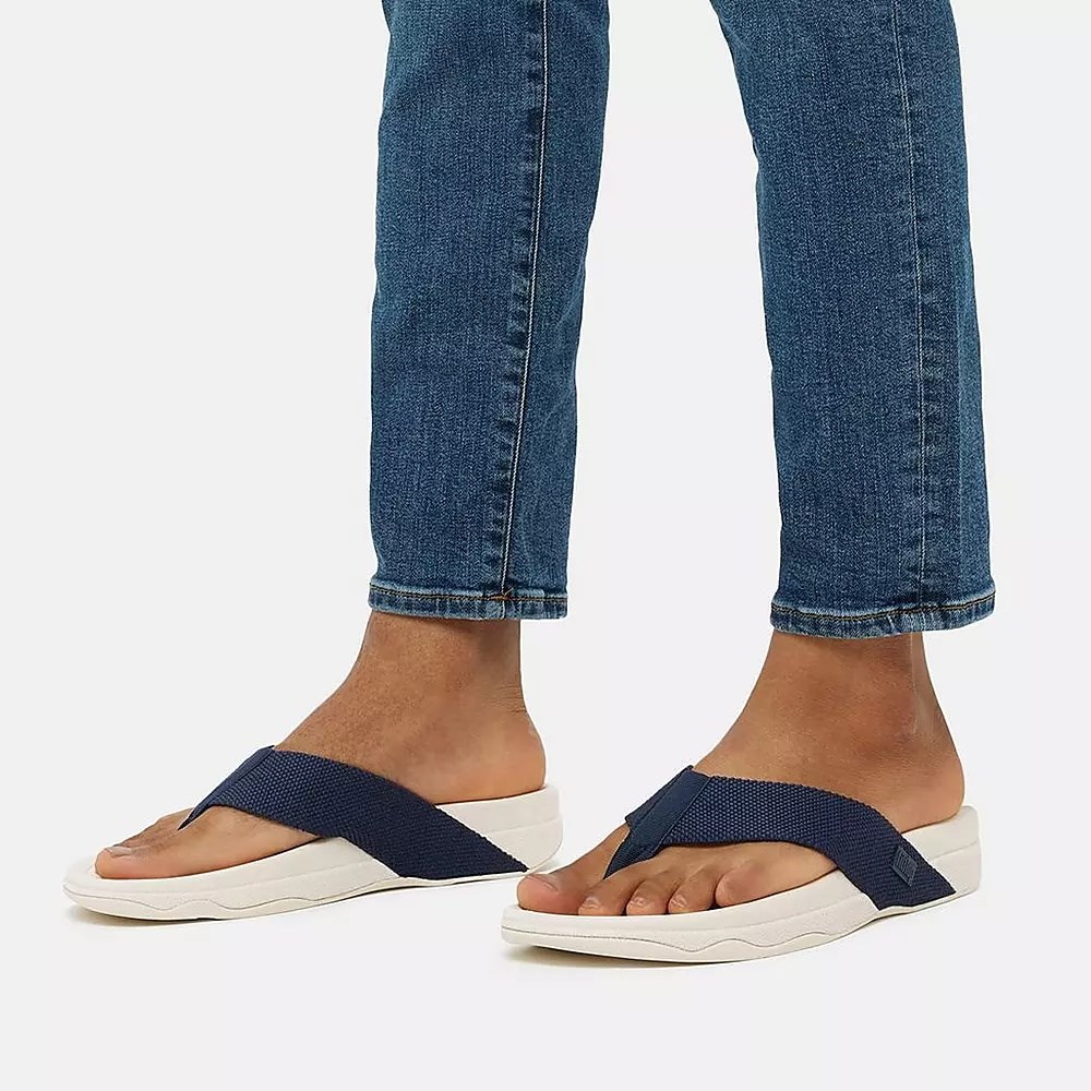 Navy Men's Fitflop SURFER Toe-Post Sandals | NZ.90UJB