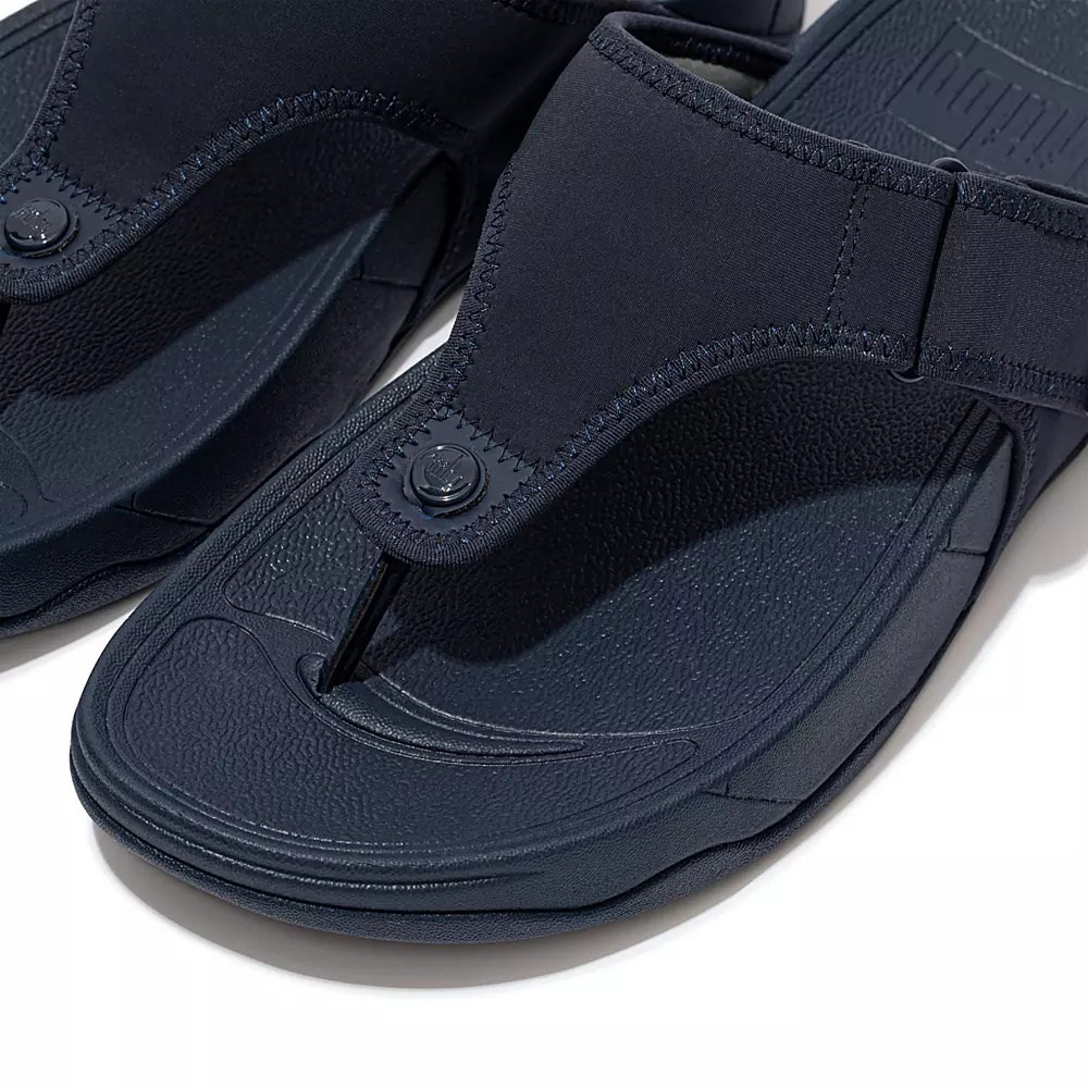 Navy Men's Fitflop TRAKK II Water-Resistant Toe-Post Sandals | NZ.91IOF