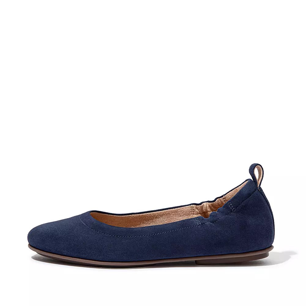 Navy Women\'s Fitflop ALLEGRO Suede Ballet Flats | NZ.67SYJ