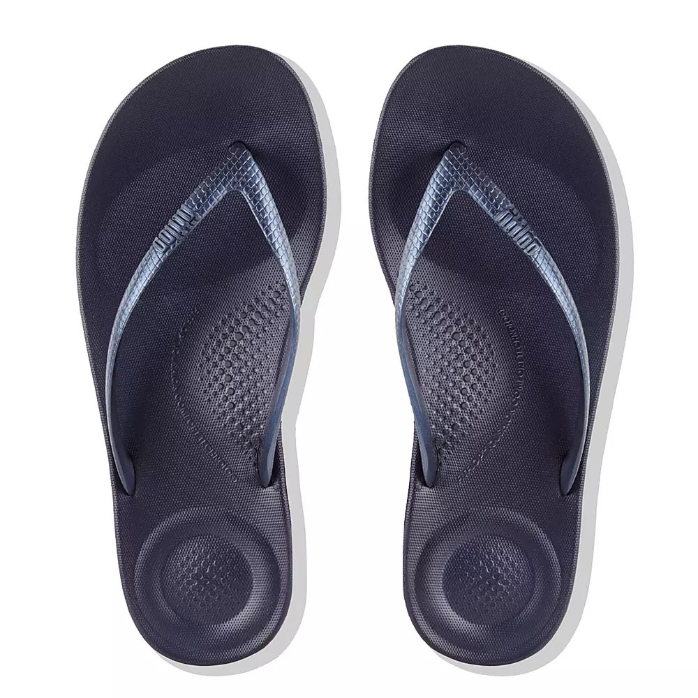 Navy Women's Fitflop IQUSHION Ergonomic Flip Flops | NZ.03LPX