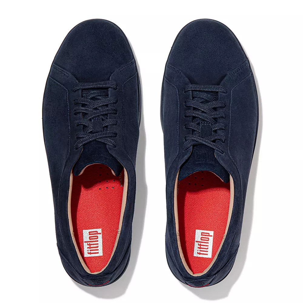 Navy Women's Fitflop RALLY Suede Sneakers | NZ.68FHK