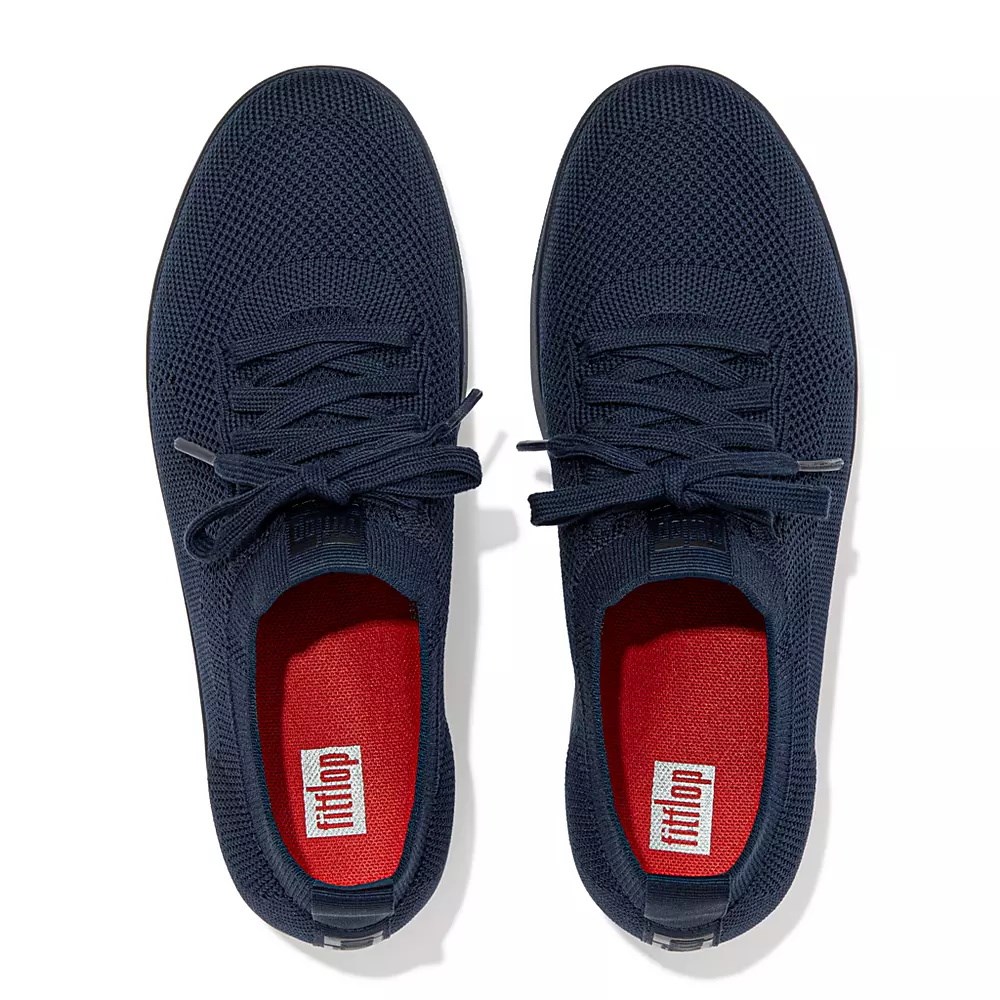 Navy Women's Fitflop RALLY Water-Resistant Knit Sneakers | NZ.06AUL