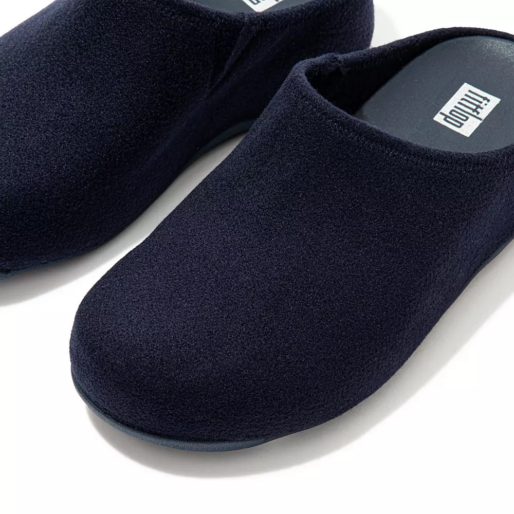 Navy Women's Fitflop SHUV Cushy Felt Clogs | NZ.16OZT