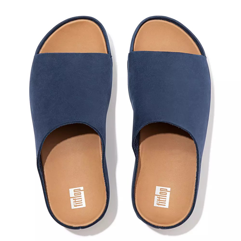 Navy Women's Fitflop SHUV Nubuck Slides | NZ.51PNY