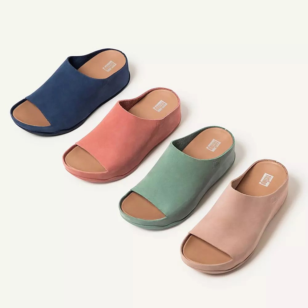 Navy Women's Fitflop SHUV Nubuck Slides | NZ.51PNY