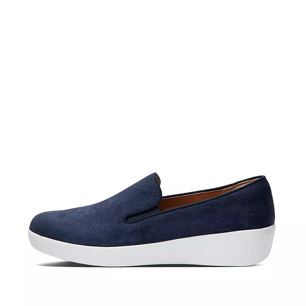 Navy Women\'s Fitflop SUPERSKATE Loafers | NZ.84JPX