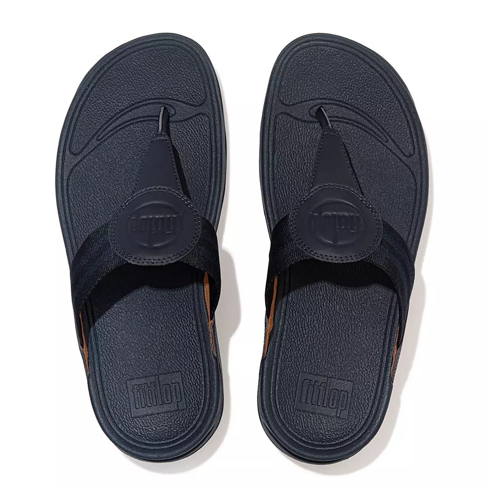 Navy Women's Fitflop WALKSTAR Webbing Toe-Post Sandals | NZ.19DKL