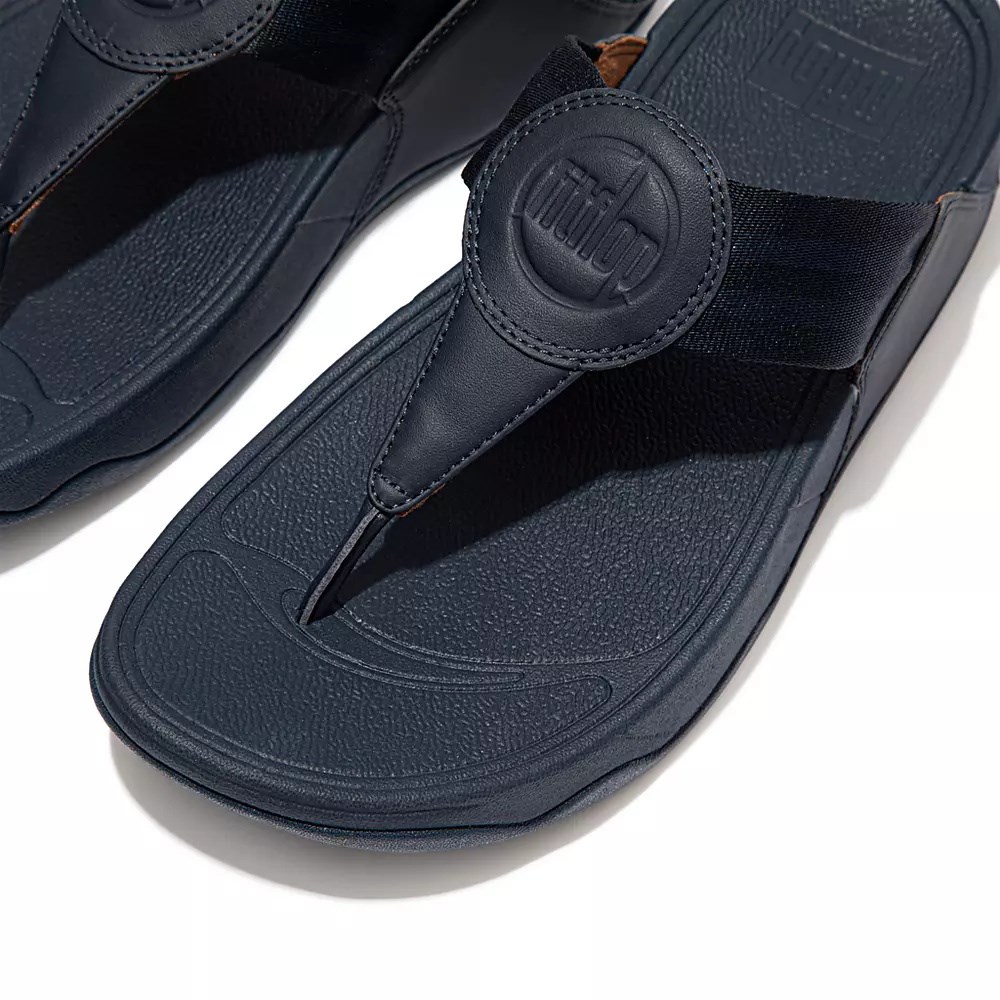 Navy Women's Fitflop WALKSTAR Webbing Toe-Post Sandals | NZ.19DKL