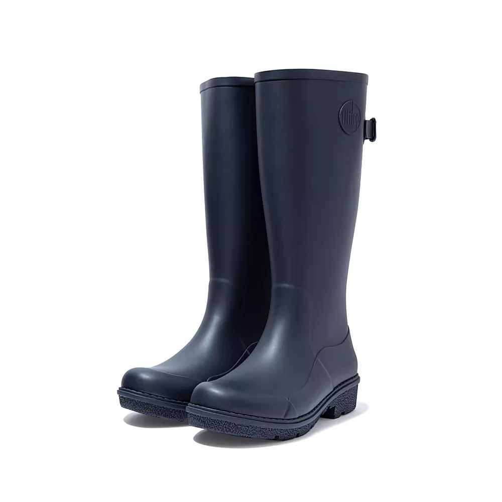 Navy Women's Fitflop WONDERWELLY Tall Rain Boots | NZ.49LKX