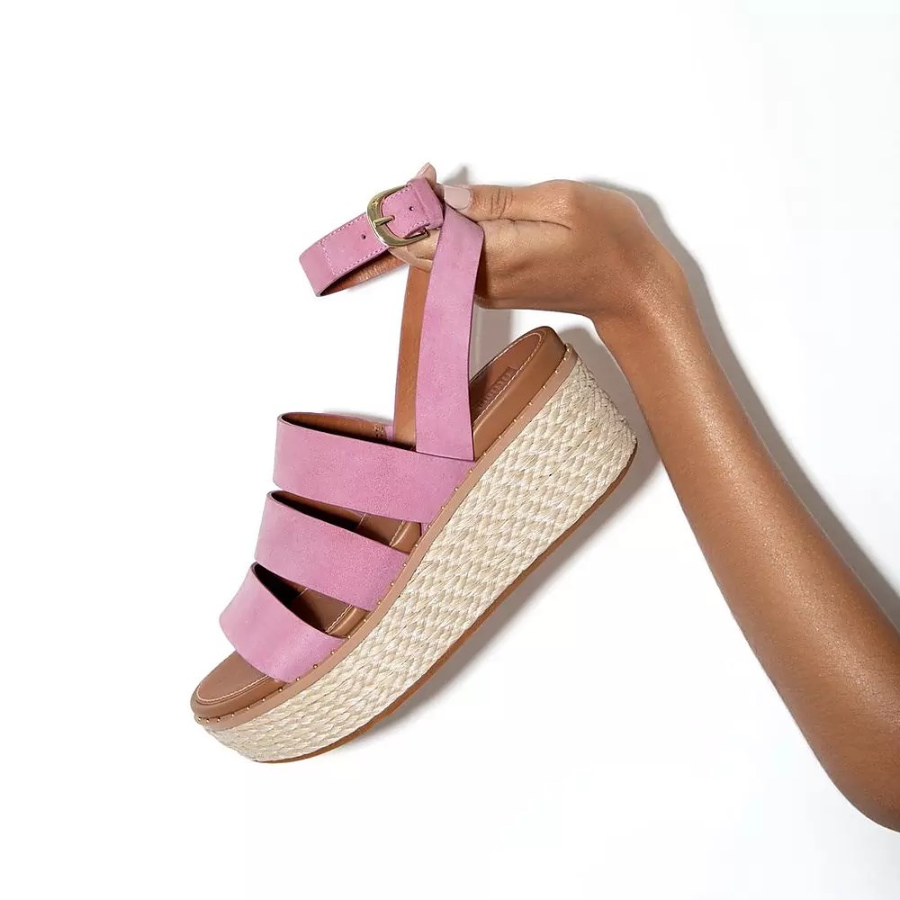 Pink Women's Fitflop ELOISE Espadrille Wedge Sandals | NZ.29COZ