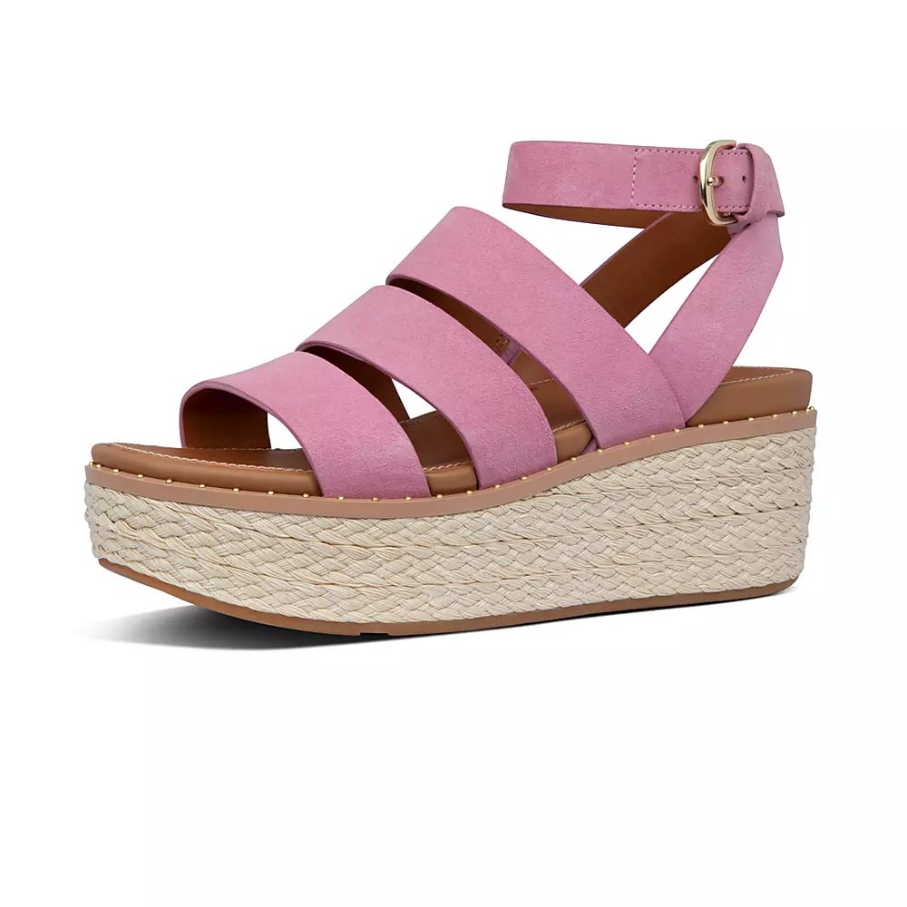 Pink Women's Fitflop ELOISE Espadrille Wedge Sandals | NZ.29COZ